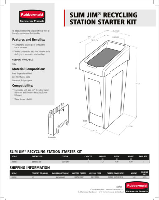 SET Recyklační stanice 5 x 87 litrů Slim Jim® Rubbermaid - Obrázek 5